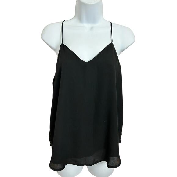 Alythea Black Cami Tank Top Sz M Double V-Neck Blouse Sleeveless Lined - Picture 5 of 5